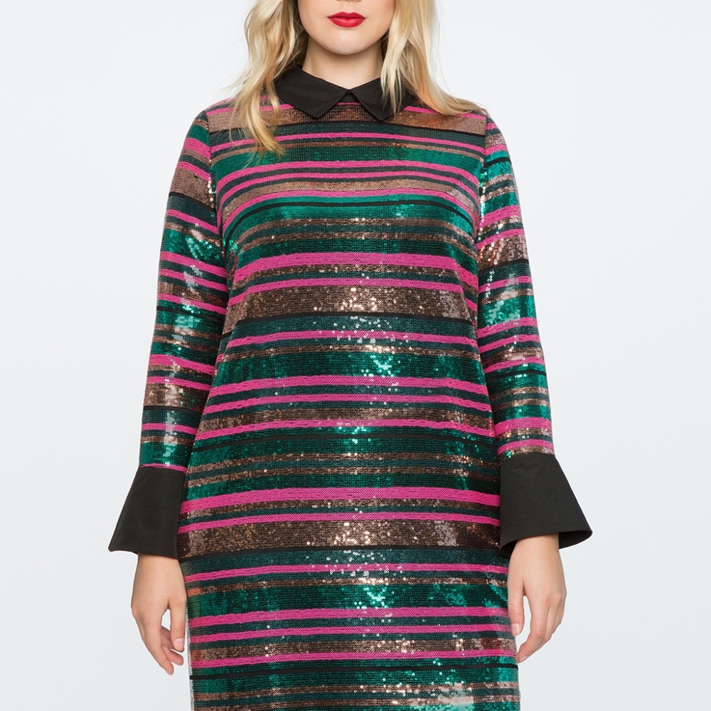 Eloquii- Pink & Green Sequin Dress